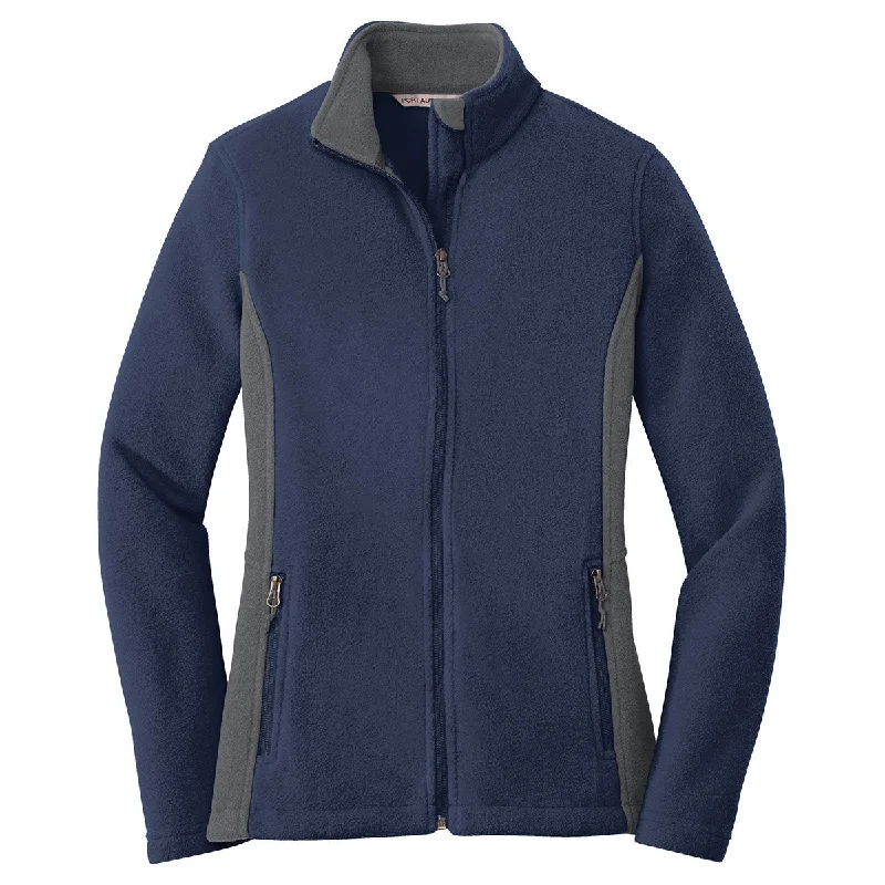 Port Authority Women's True Navy/Battleship Grey Colorblock Value Fleece Jacket Lace Jacket Ribbed Jacket Sequined Jacket Port Authority Women's True Navy/Battleship Grey Colorblock Value Fleece Jacket Lace Jacket Ribbed Jacket Sequined Jacket