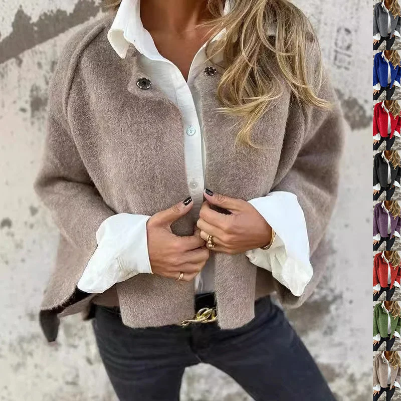 Women's Batwing Sleeve Cardigan Autumn And Winter Loose Short Cashmere Long Sleeve Coat Beaded Cardigan Sequined Faux Fur Women's Batwing Sleeve Cardigan Autumn And Winter Loose Short Cashmere Long Sleeve Coat Beaded Cardigan Sequined Faux Fur
