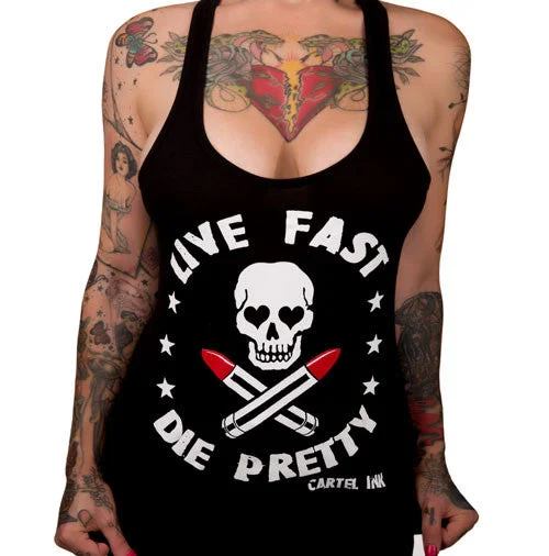 Live Fast Die Pretty Women's Racer Back Tank Top relaxed fit tank