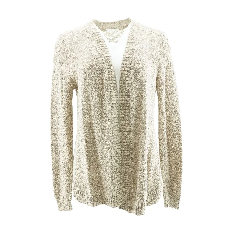 Brown Solid Cardigan Sweater Crew Neck V-Neck Turtle Neck