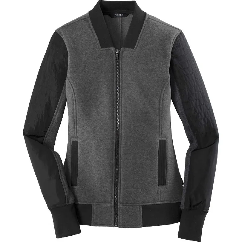 OGIO Women's Blacktop Heather Crossbar Jacket Tailored Jacket Straight Jacket A-Line Jacket OGIO Women's Blacktop Heather Crossbar Jacket Tailored Jacket Straight Jacket A-Line Jacket