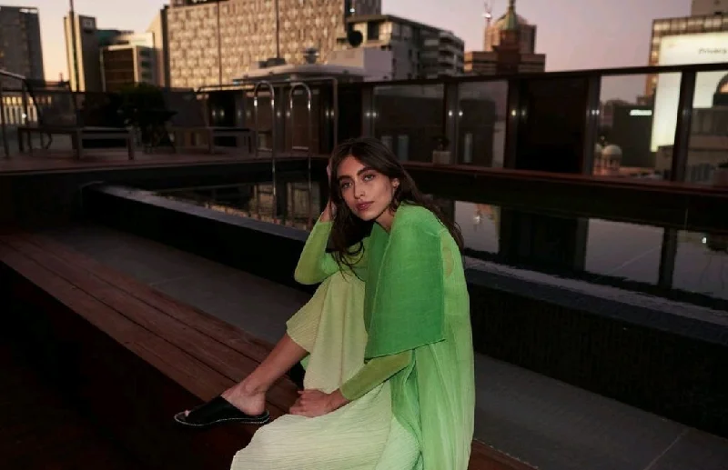Alquema Estrella Dress & Collare Coat - Jade To Wheat Asymmetrical Diagonal princess