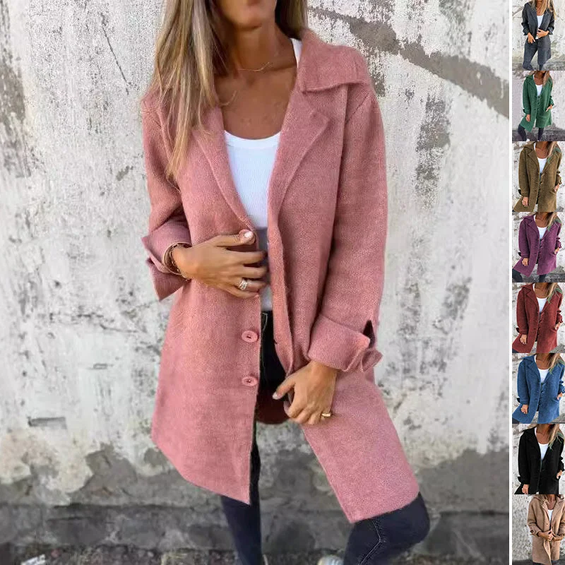 Lapel Single Breasted Cardigan With Pockets Fashion Color Solid Mid-Length Outwear Coat Womens Clothing Silk Blend Satin Velvet Lapel Single Breasted Cardigan With Pockets Fashion Color Solid Mid-Length Outwear Coat Womens Clothing Silk Blend Satin Velvet
