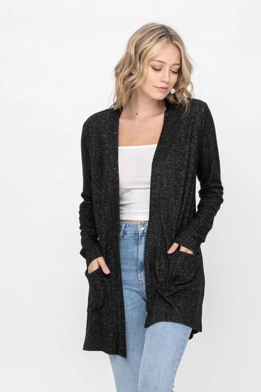 Basic Open Front Long Sleeve Soft Knit Cardigans Plaid Cardigan Polka Dot Checkered