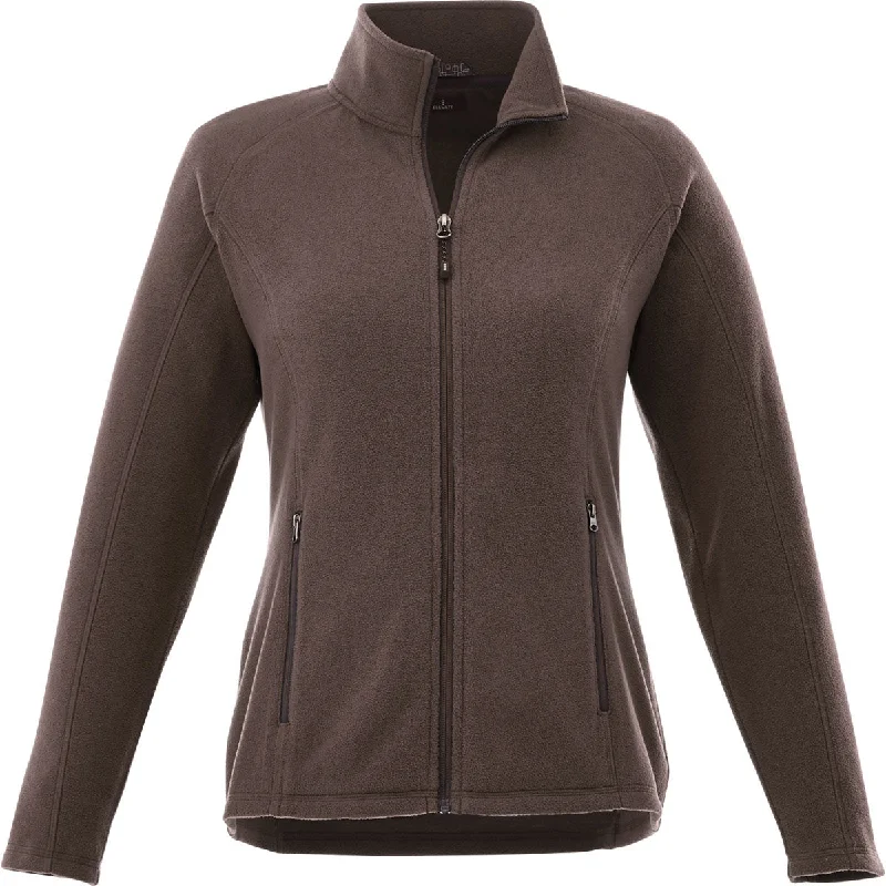 Elevate Women's Chocolate Rixford Polyfleece Jacket Cardigan Sweater Pullover