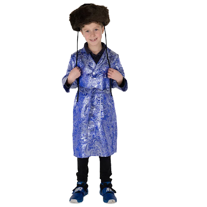 Blue Rabbi Coat - Kids Front Pockets Side Pockets Patch Pockets