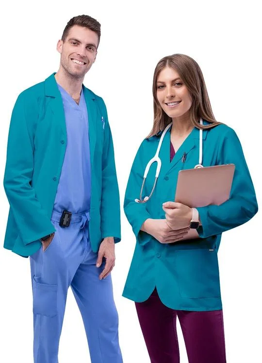 Unisex 31" Classic Consultation Coat by Adar XXS-5XL / TEAL BLUE (Clearance) Sleeveless Short Sleeve Long Sleeve