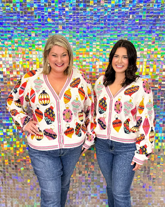 Queen of Sparkles Multi Ornament Cardigan - Beige Multi Collared Crew Neck Turtle Neck Queen of Sparkles Multi Ornament Cardigan - Beige Multi Collared Crew Neck Turtle Neck