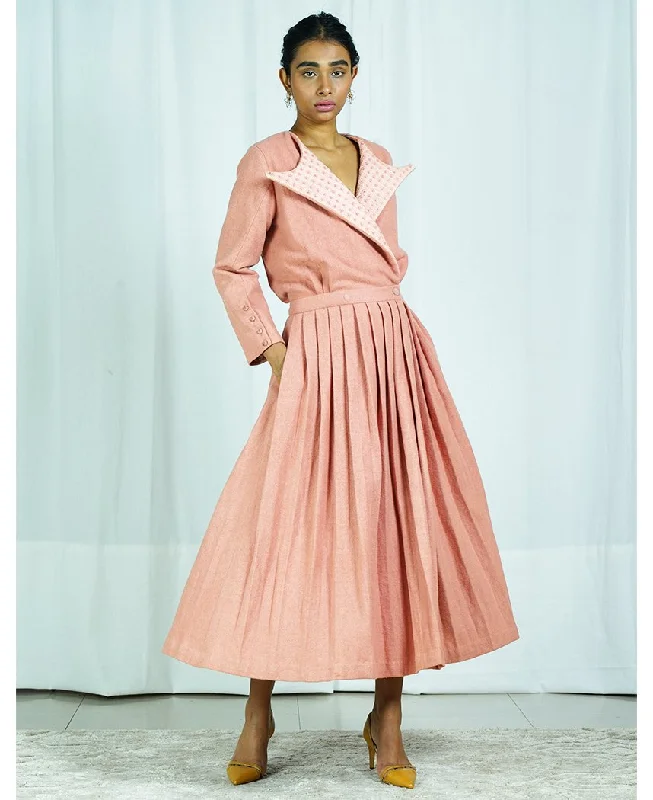 Pleated Coat Dress Bomber Denim Leather