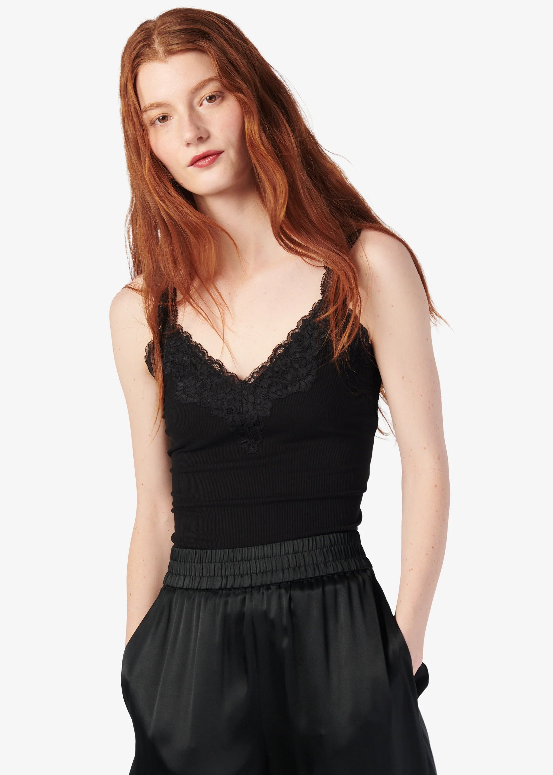 Lani Rib Knit Tank Black - CAMI NYC gold tank top