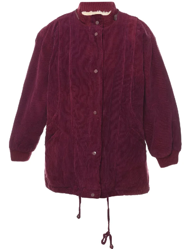 Plum Classic Corduroy Coat - L Vent Hem Cuff