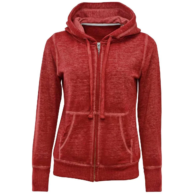 BAW Women's Vintage Red Burn-Out Full Zip Jacket Knit Jacket Woven Jacket Fleece Jacket BAW Women's Vintage Red Burn-Out Full Zip Jacket Knit Jacket Woven Jacket Fleece Jacket