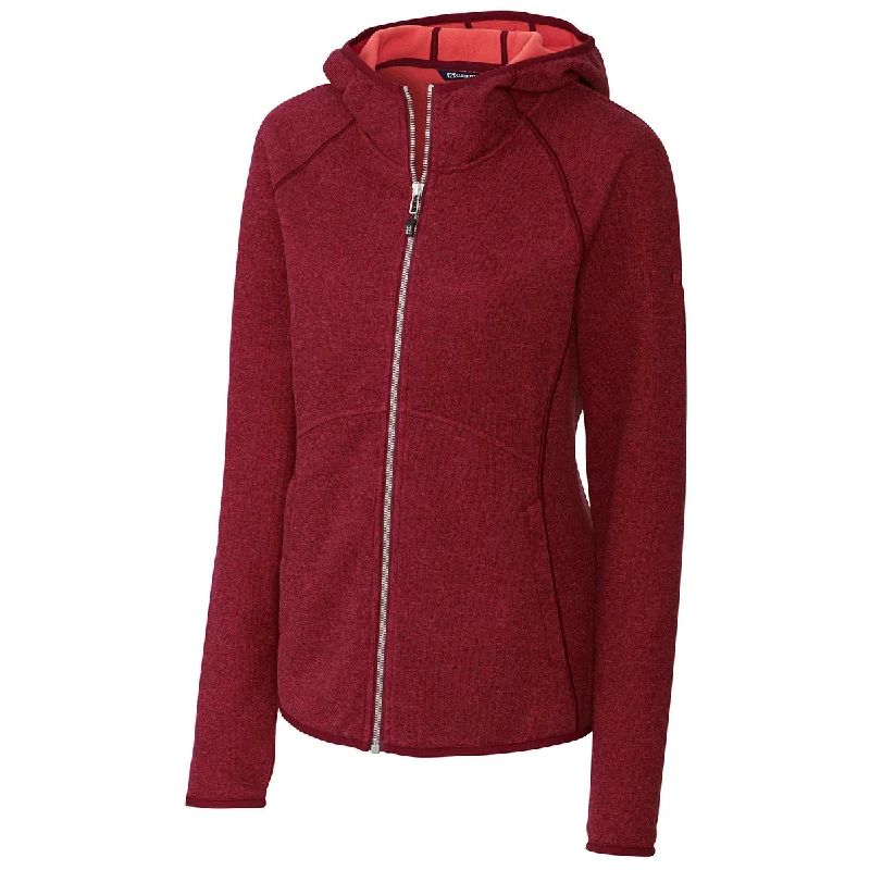 Cutter & Buck Women's Cardinal Red Heather Mainsail Hooded Jacket Snapped Jacket Toggled Jacket Drawstring Jacket Cutter & Buck Women's Cardinal Red Heather Mainsail Hooded Jacket Snapped Jacket Toggled Jacket Drawstring Jacket