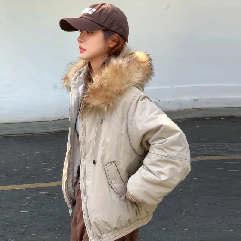 New 2024 Winter Korean Winter Dress With Velvet And Thick Coat Suede Jacket Faux Fur Jacket Puffer Jacket