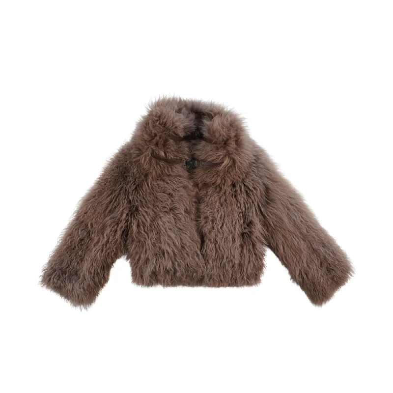 Mackage Cropped Fur Coat - Women's XXS Bomber Denim Leather