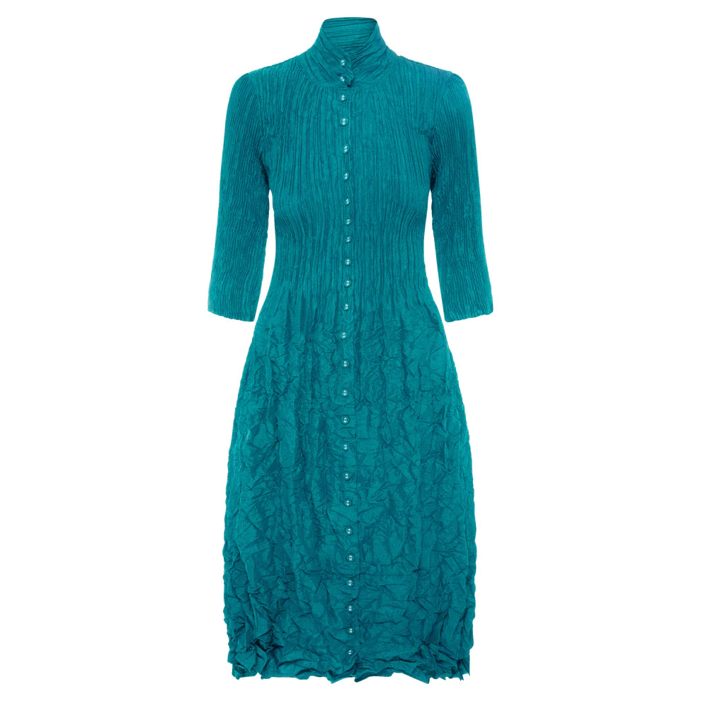 Alquema Nehru Peacock Coat Dress Zip Front Button Front Snap Front