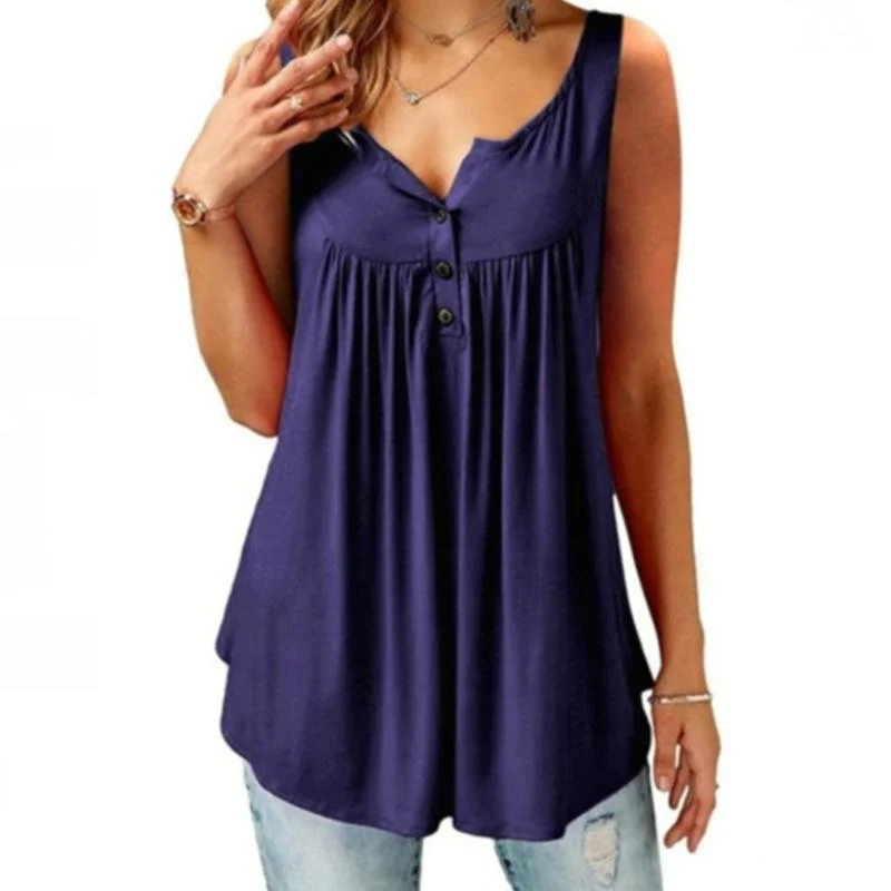 Clevecorner™ Summer Loose Button Tank Top lace back tank