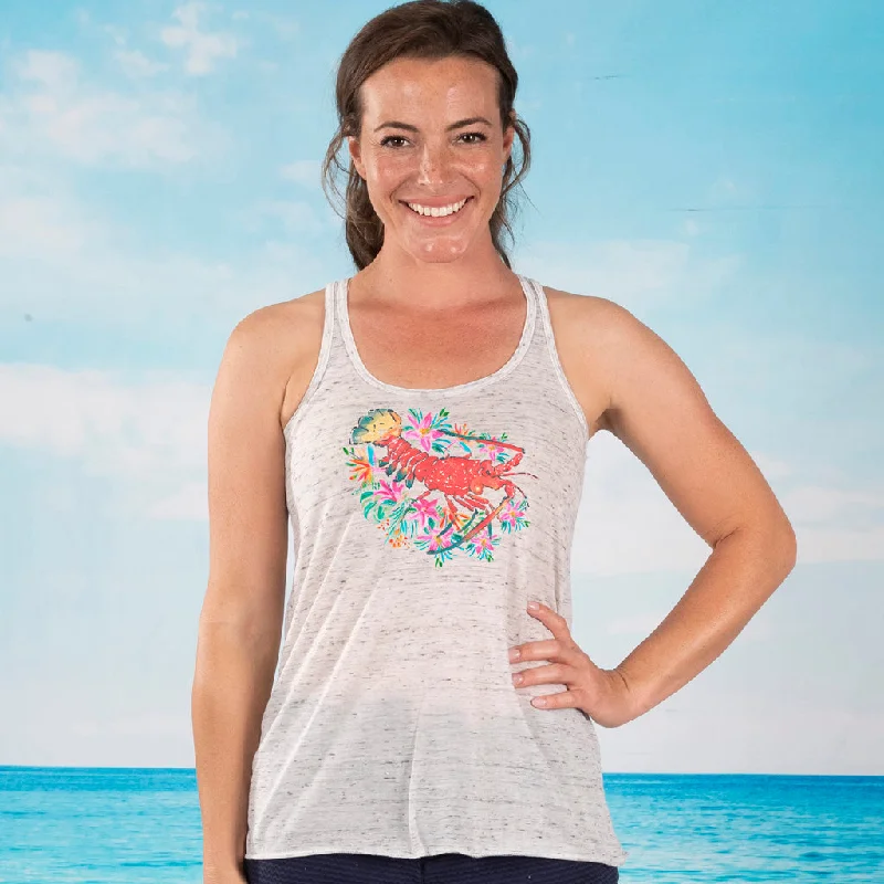 Floral Lobster Racer Back Tank Top ivory tank top