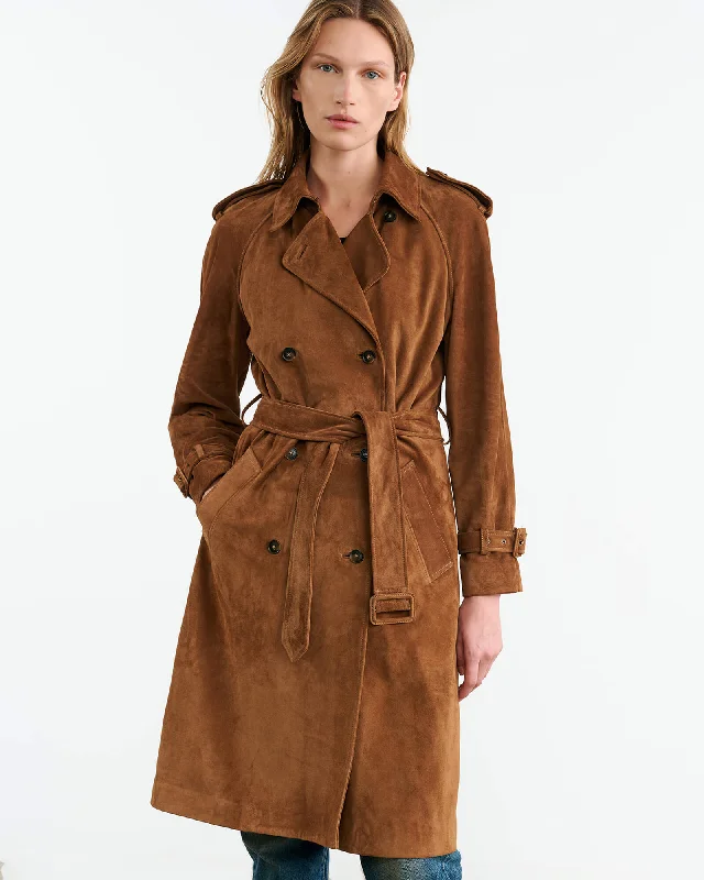 RENEA SUEDE TRENCH COAT Tailored Straight A-Line