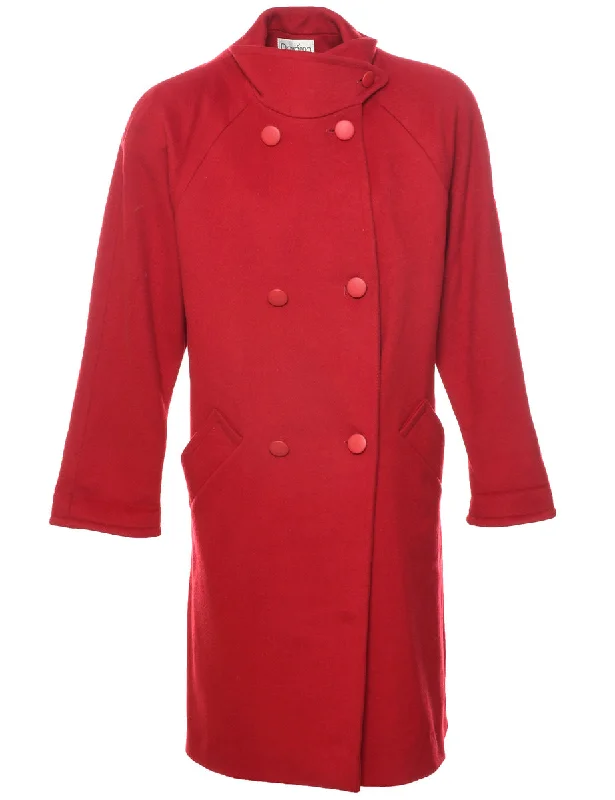 Red Wool Coat - L Fleece Down Feather