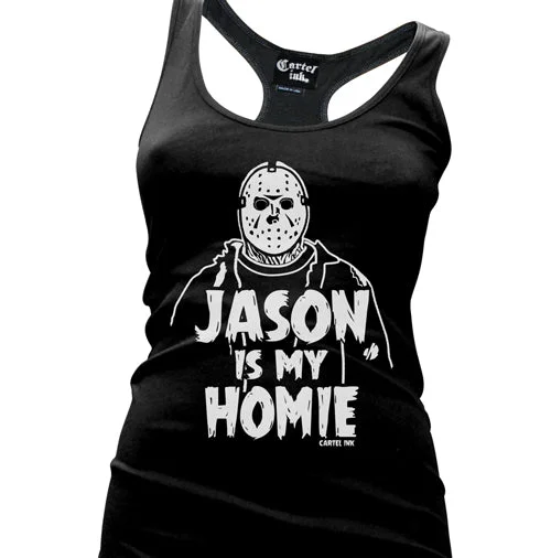 Jason is my Homie Women's Racer Back Tank Top floral tank top