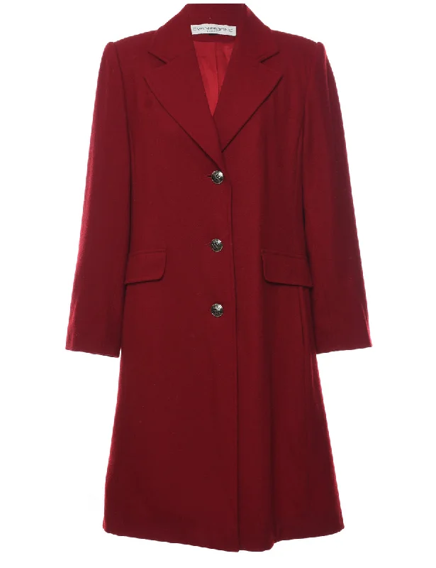 Maroon Wool Coat - M Blouse Shirt Tunic