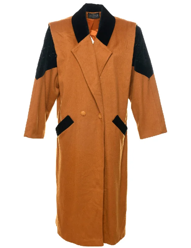 Mustard Wool Coat - XL Anorak Windbreaker Fleece
