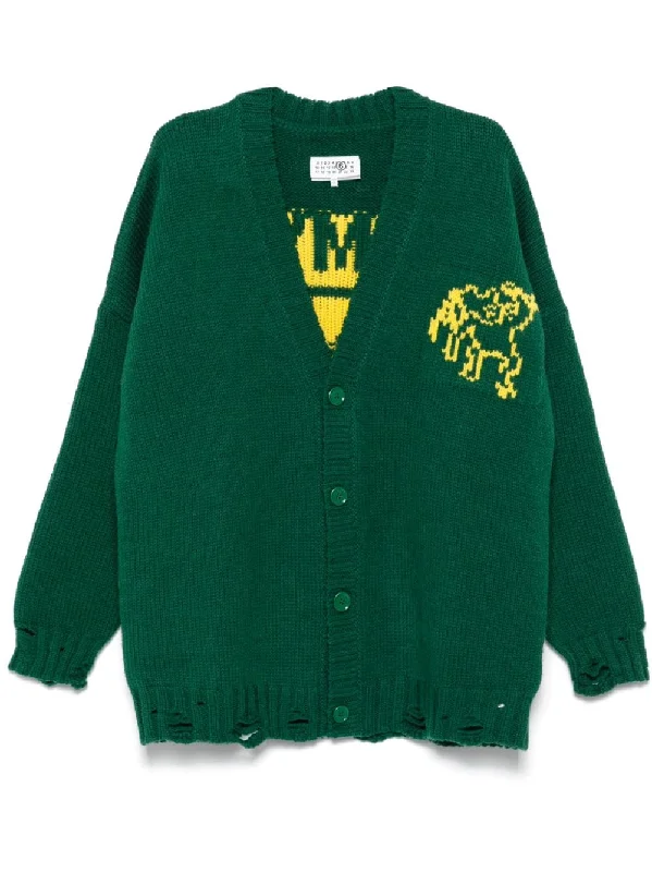 CARDIGAN OVERSIZE INTARSIA VERDE Modern Contemporary chic