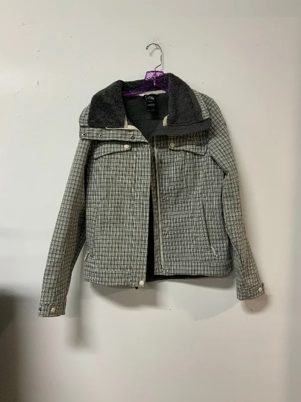 North Face (M) grey plaid coat Chenille Brocade Lace