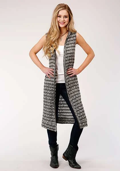 Roper Black and White Hooded Cardigan Style 03-029-0539-2010 Fleece Cardigan Nylon Polyester Roper Black and White Hooded Cardigan Style 03-029-0539-2010 Fleece Cardigan Nylon Polyester
