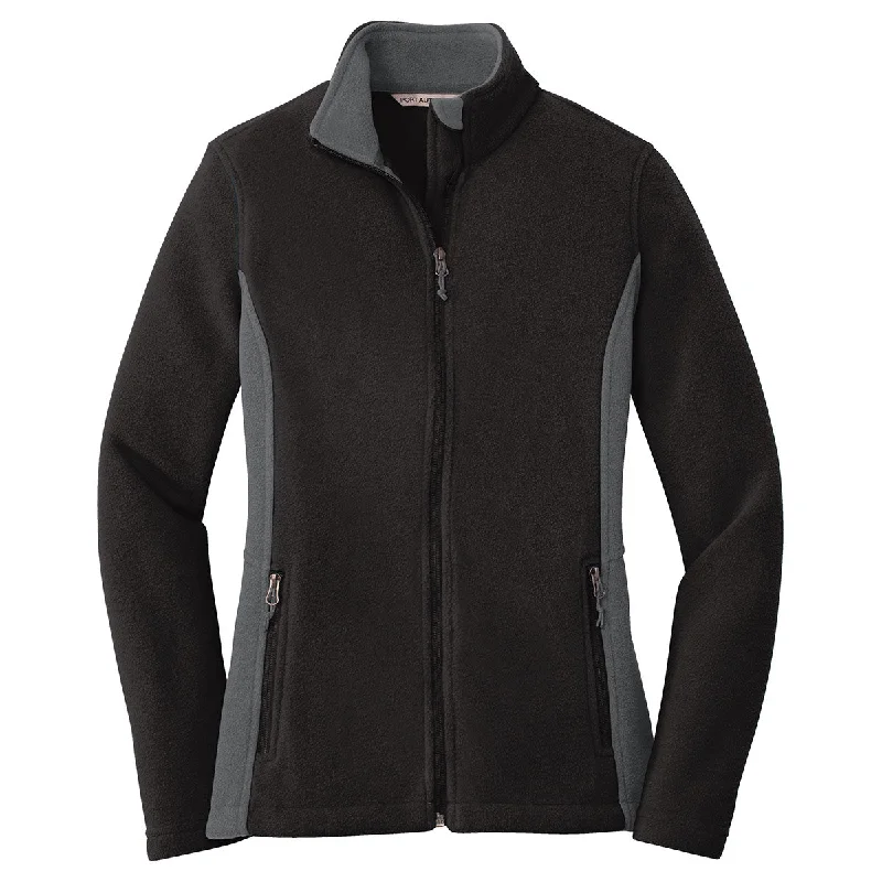 Port Authority Women's Black/Battleship Grey Colorblock Value Fleece Jacket Corduroy Jacket Velvet Jacket Brocade Jacket Port Authority Women's Black/Battleship Grey Colorblock Value Fleece Jacket Corduroy Jacket Velvet Jacket Brocade Jacket