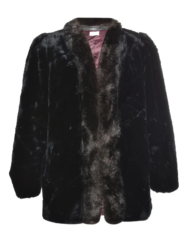 Jordache Faux Fur Coat - L Shawl Collar Notch Collar Lapel Collar