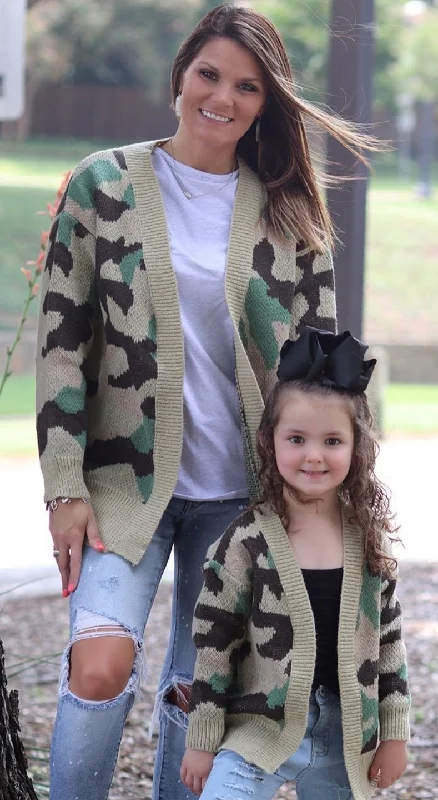Mommy & Me Camouflage Cardigan Velvet Chenille Corduroy