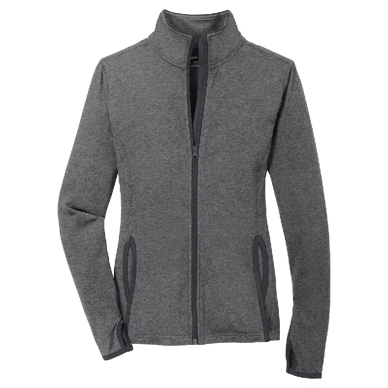 Sport-Tek Women's Charcoal Grey Heather/Charcoal Grey Sport-Wick Stretch Contrast Full-Zip Jacket Knit Fabric Woven Fabric Fleece Fabric Sport-Tek Women's Charcoal Grey Heather/Charcoal Grey Sport-Wick Stretch Contrast Full-Zip Jacket Knit Fabric Woven Fabric Fleece Fabric