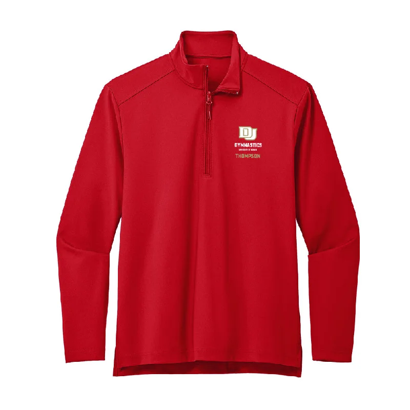 DU - NCAA Women's Gymnastics : Abbie Thompson - Premium Quarter Zip Jacket Rayon Fabric Velvet Fabric Corduroy Fabric DU - NCAA Women's Gymnastics : Abbie Thompson - Premium Quarter Zip Jacket Rayon Fabric Velvet Fabric Corduroy Fabric