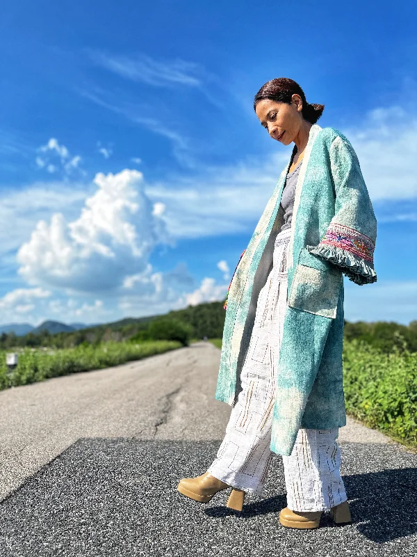 Jade coat Asymmetrical Collar Hooded Zippered