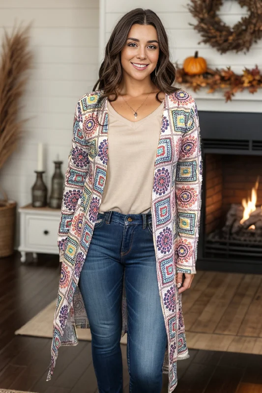 Running Around In Style - Cardigan Mesh Cardigan Canvas Denim