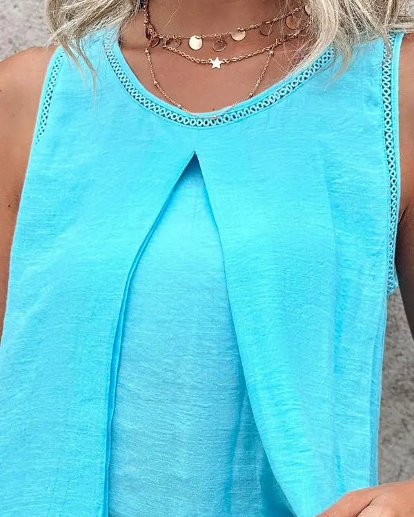 Slit Round Neck Tank Top neon tank top