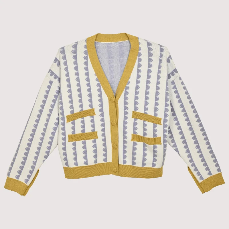Ladies Bowen Cardigan Striped Floral Plaid