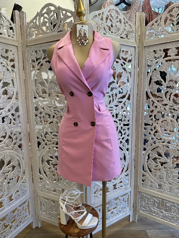 Cotton Pink Sleeveless Coat Dress Faux Fur Real Fur Shearling