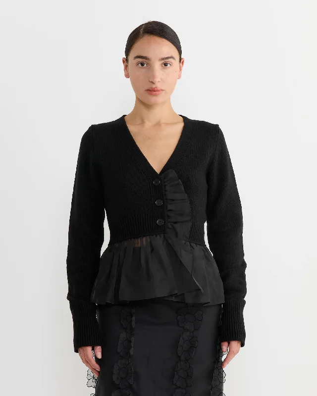 Phlox Cardigan in Black Sequined Glittery Shiny