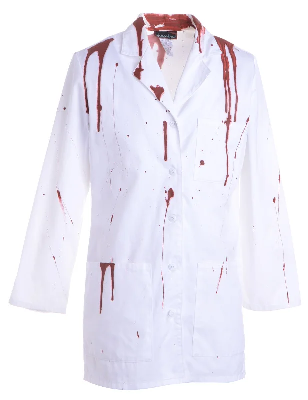 Reclaimed Bloody Halloween Doctors Coat Boat Shawl Notched