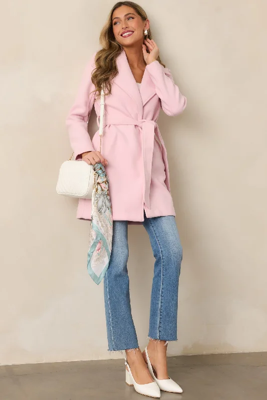 A Walk Through The City Light Pink Coat Coat Overcoat Trench Coat