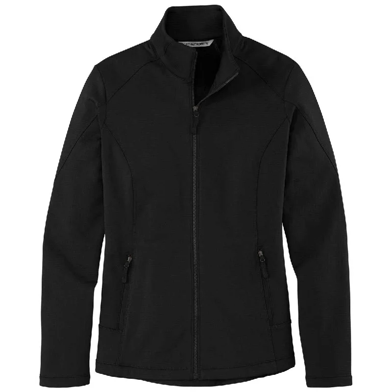 Port Authority Women's Deep Black Grid Fleece Jacket V-Neck Jacket Boat Neck Jacket Square Neck Jacket Port Authority Women's Deep Black Grid Fleece Jacket V-Neck Jacket Boat Neck Jacket Square Neck Jacket