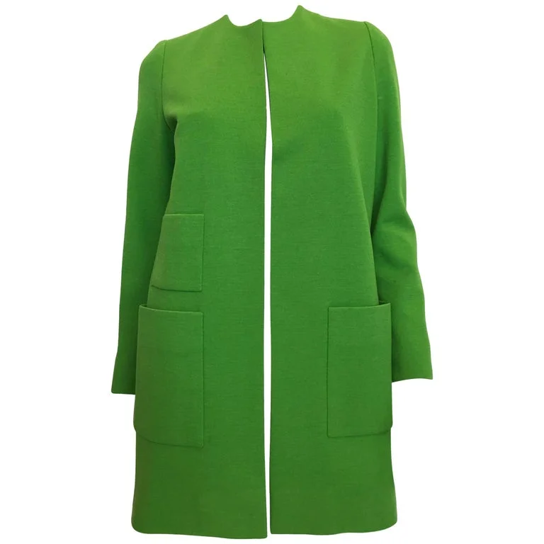Norell Vintage 1960'S Kelly Green Coat Suede Faux Fur Shearling