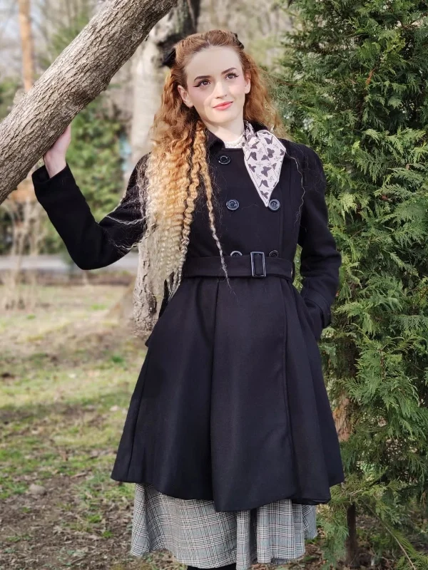 1950s Solid Color Lapel Slim Coat Chenille Brocade Lace