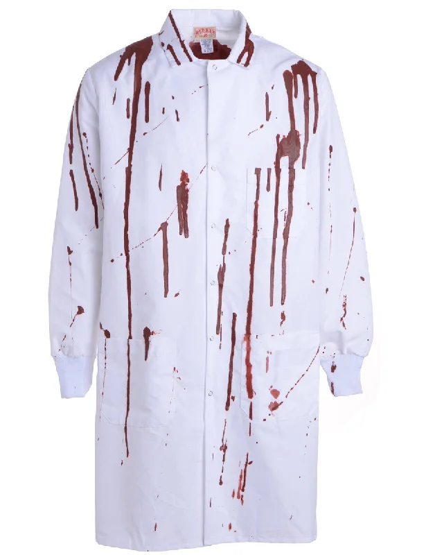 Reclaimed Bloody Halloween Doctors Coat Zip Front Button Front Snap Front