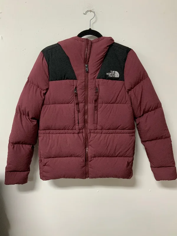 North Face (S) maroon & black puffer coat Faux Fur Real Fur Shearling