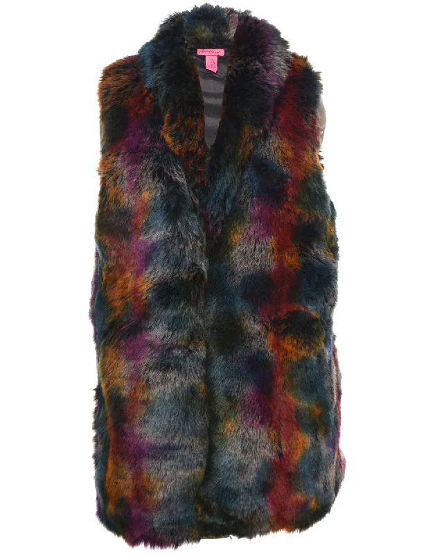 Betsey Johnson Faux Fur Coat - L Trim Padded Insulated