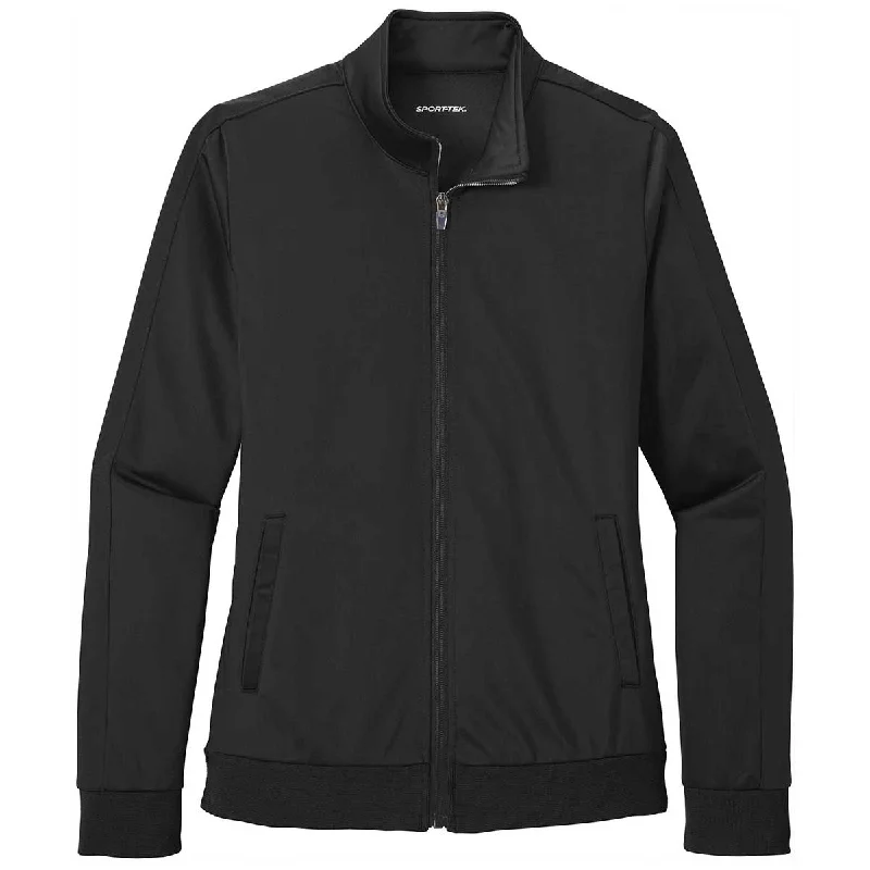 Sport-Tek Women's Black/Black Tricot Track Jacket Print Jacket Jacquard Jacket Patchwork Jacket Sport-Tek Women's Black/Black Tricot Track Jacket Print Jacket Jacquard Jacket Patchwork Jacket